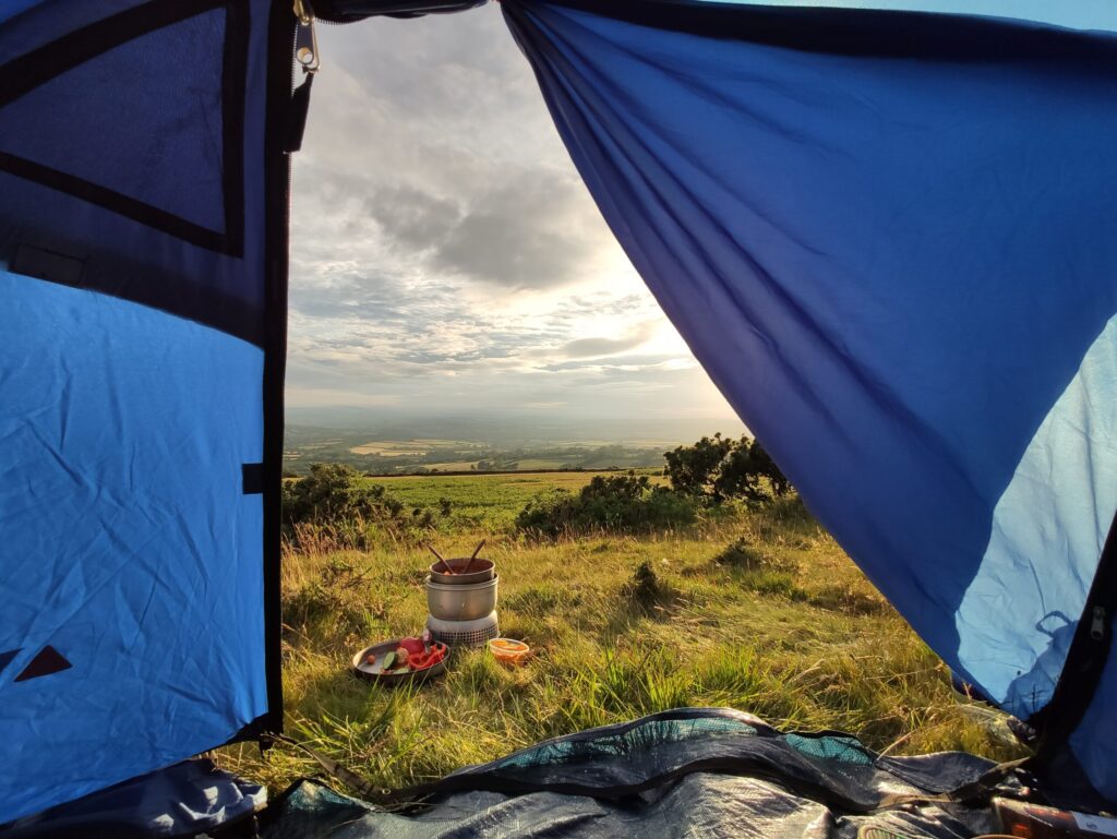 Cooking on a trangia stove in Dartmoor